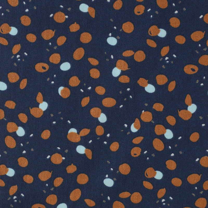 Printed Cotton POKOR Indigo / Gold22